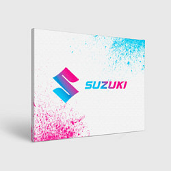 Холст прямоугольный Suzuki neon gradient style: надпись и символ, цвет: 3D-принт