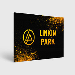Холст прямоугольный Linkin Park - gold gradient: надпись и символ, цвет: 3D-принт