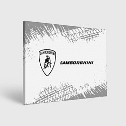 Картина прямоугольная Lamborghini speed на светлом фоне со следами шин: