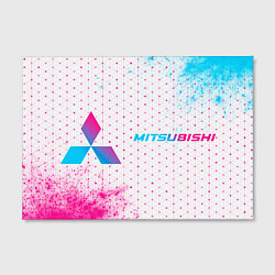 Холст прямоугольный Mitsubishi neon gradient style: надпись и символ, цвет: 3D-принт — фото 2