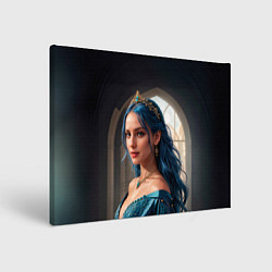 Холст прямоугольный Девушка принцесса с синими волосами, цвет: 3D-принт