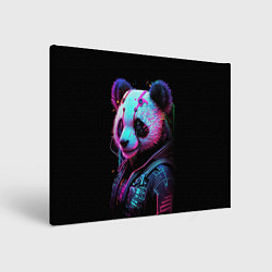 Холст прямоугольный Панда в красках киберпанк, цвет: 3D-принт