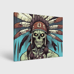Холст прямоугольный Индеец зомби с перьями на голове, цвет: 3D-принт