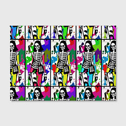 Холст прямоугольный Разноцветные скелеты девушки - поп-арт - мода, цвет: 3D-принт — фото 2