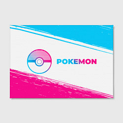 Холст прямоугольный Pokemon neon gradient style: надпись и символ, цвет: 3D-принт — фото 2
