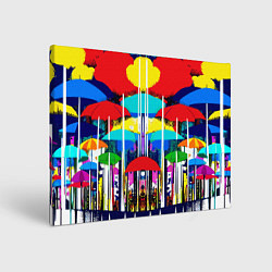 Холст прямоугольный Mirror pattern of umbrellas - pop art, цвет: 3D-принт