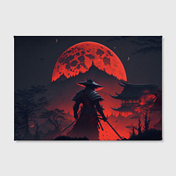 Холст прямоугольный Samurai and red moon - нейросеть, цвет: 3D-принт — фото 2