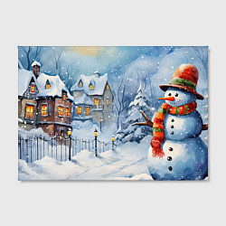 Холст прямоугольный Новогодний снеговик с шарфом, цвет: 3D-принт — фото 2