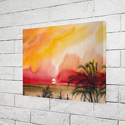Холст прямоугольный Тропический закат акварель, цвет: 3D-принт — фото 2