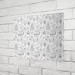 Холст прямоугольный Черно-белый новогодний патерн, цвет: 3D-принт — фото 2