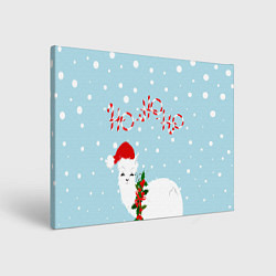 Холст прямоугольный Лама в роли Санта Клауса, цвет: 3D-принт