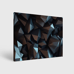 Холст прямоугольный Черная геометрическая абстракция - объемные грани, цвет: 3D-принт