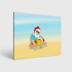 Холст прямоугольный Дед Мороз на море, цвет: 3D-принт