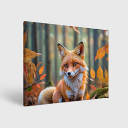 Холст прямоугольный Портрет лисы в осеннем лесу, цвет: 3D-принт