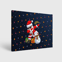 Холст прямоугольный Санта Клаус и снеговик, цвет: 3D-принт