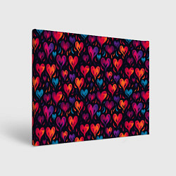 Холст прямоугольный Паттерн с сердцами, цвет: 3D-принт