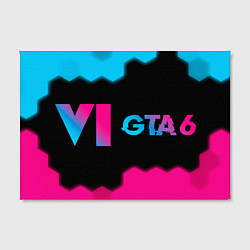 Холст прямоугольный GTA 6 - neon gradient по-горизонтали, цвет: 3D-принт — фото 2
