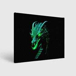 Холст прямоугольный Дракон с зеленым свечением, цвет: 3D-принт