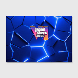 Холст прямоугольный GTA 6 лого на фоне разлома синих плит, цвет: 3D-принт — фото 2