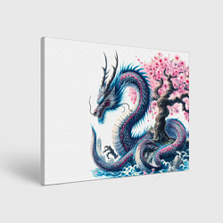 Холст прямоугольный Японский акварельный дракон - ирезуми, цвет: 3D-принт