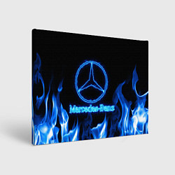 Холст прямоугольный Mercedes-benz blue neon, цвет: 3D-принт