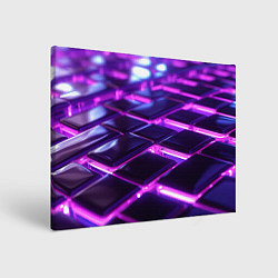 Холст прямоугольный Фиолетовая неоновая плитка, цвет: 3D-принт
