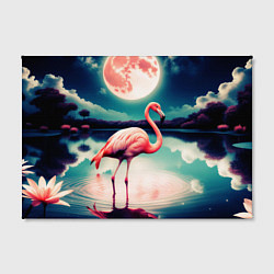 Холст прямоугольный Розовый фламинго на фоне луны, цвет: 3D-принт — фото 2