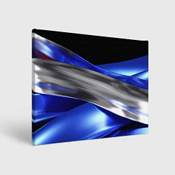 Холст прямоугольный Серебряная вставка на синей абстракции, цвет: 3D-принт