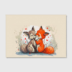 Холст прямоугольный Влюбленные лисички 14 февраля, цвет: 3D-принт — фото 2