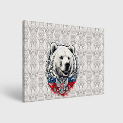 Холст прямоугольный Белый медведь и белый герб России, цвет: 3D-принт