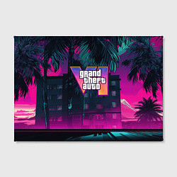 Холст прямоугольный GTA 6 logo night Vice city, цвет: 3D-принт — фото 2