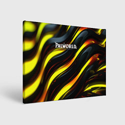 Картина прямоугольная Palworld логотип золотые и черные волны