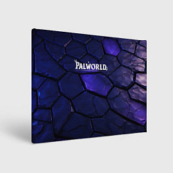 Картина прямоугольная Palworld логотип темные синие разломы плит