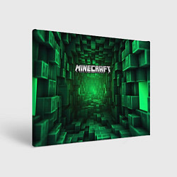 Холст прямоугольный Minecraft logo зеленые плитки, цвет: 3D-принт