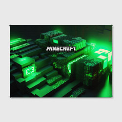 Холст прямоугольный Minecraft logo зеленые неоновые кубы, цвет: 3D-принт — фото 2