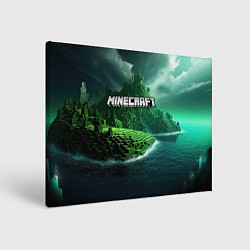 Холст прямоугольный Minecraft logo зеленый мир, цвет: 3D-принт