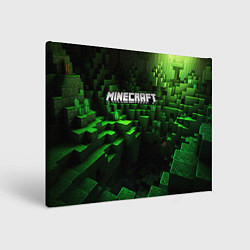 Картина прямоугольная Minecraft logo зеленые кубики