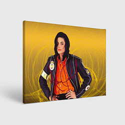 Холст прямоугольный Michael Jackson на золотом фоне с графикой, цвет: 3D-принт