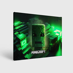 Картина прямоугольная Minecraft зеленая голова