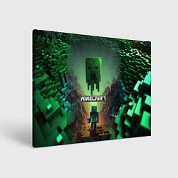 Картина прямоугольная Minecraft зеленая летящая голова