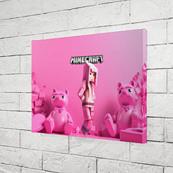 Холст прямоугольный Minecraft персонаж розовый фон, цвет: 3D-принт — фото 2
