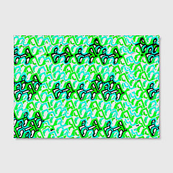 Холст прямоугольный Зелёный узор и бело-чёрная обводка, цвет: 3D-принт — фото 2