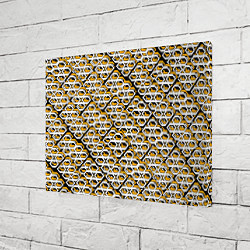 Холст прямоугольный Жёлто-белый узор на чёрном фоне, цвет: 3D-принт — фото 2
