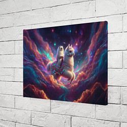 Холст прямоугольный Космос и кот едет верхом на альпаке, цвет: 3D-принт — фото 2