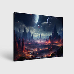 Холст прямоугольный Фантастическая планета внутри космоса, цвет: 3D-принт