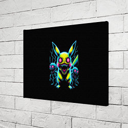 Холст прямоугольный Pikachu and skeletons - neon glow ai art, цвет: 3D-принт — фото 2