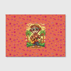 Холст прямоугольный Обезьянка с гитарой летний вайб, цвет: 3D-принт — фото 2