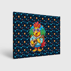 Картина прямоугольная Жаркое лето петух играет на гитаре