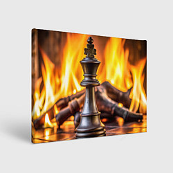 Холст прямоугольный Шахматы - король на фоне огня, цвет: 3D-принт