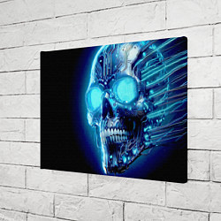 Холст прямоугольный Neon cyber skull - ai art, цвет: 3D-принт — фото 2